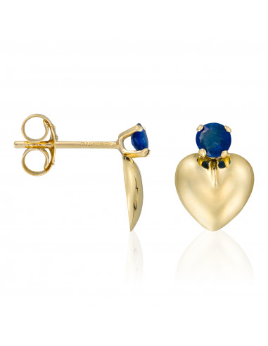 Boucles d'oreilles Or Jaune 375/1000  "Blue heart"