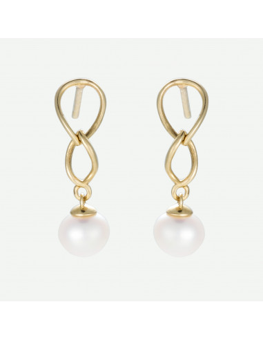 Boucles d'oreilles Or Jaune 375/1000  "Dara" perles blanche