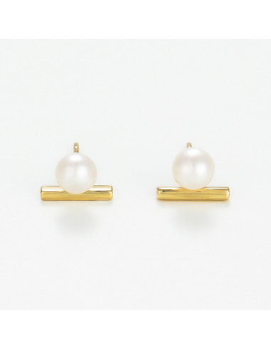 Boucles d'oreilles Or Jaune 375/1000  "Manya" perles blanche