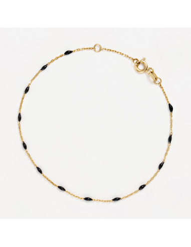 Bracelet Or Jaune 375/1000 Email Noir
