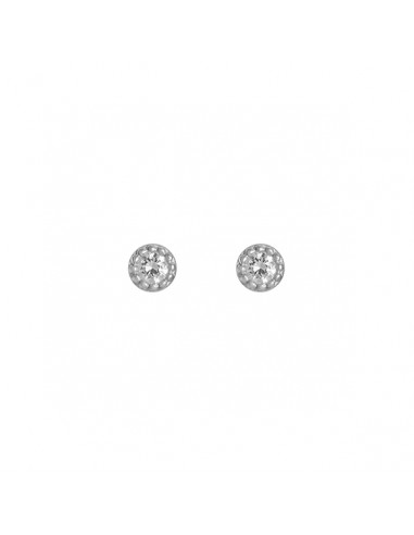 Boucles d'oreilles "Petits Ronds 2 mm" Or Blanc 375/1000 et Zirconium