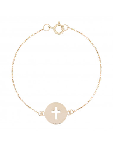 Bracelet enfant "Petite croix dorée" Or Jaune 375/1000